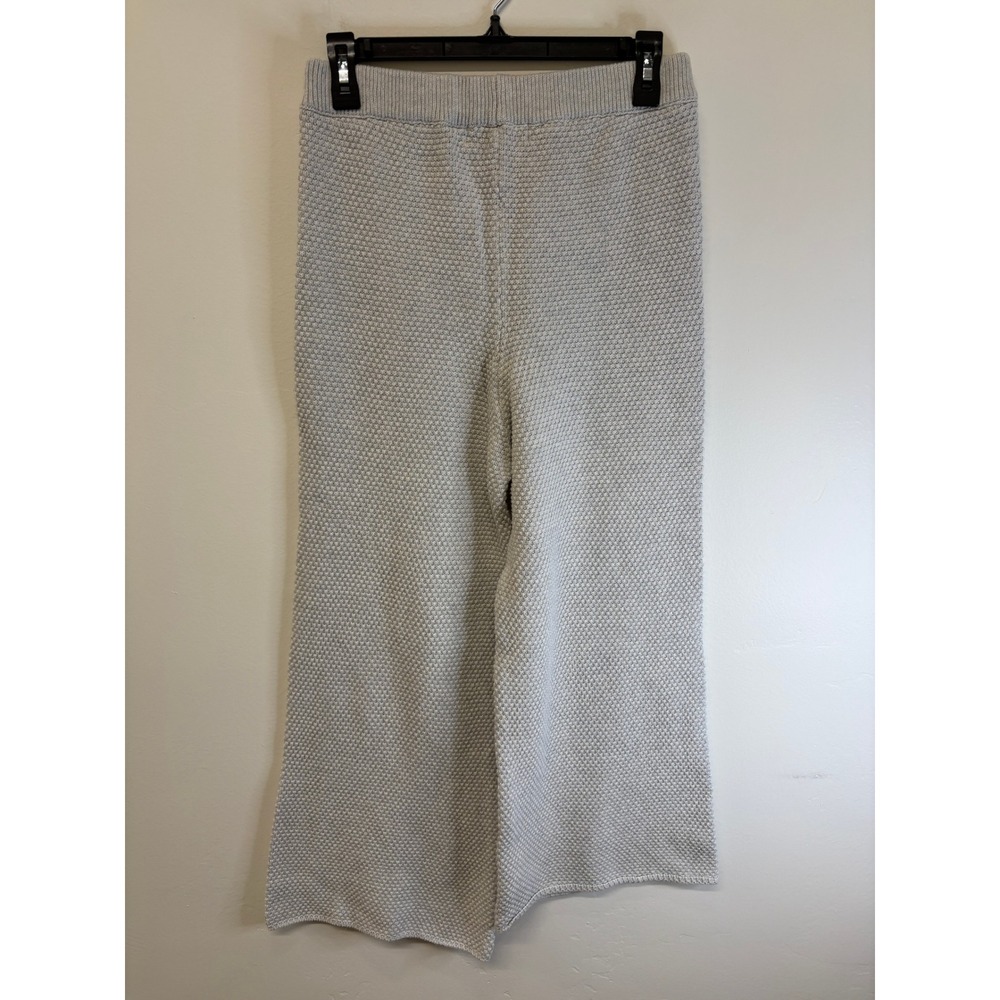 Free People FP Beach Grey Cotton Knit Wide Leg Crop Pants Small High Rise Lounge